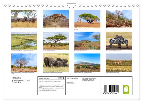 Produktbild: Tansania. Impressionen aus Ostafrika (Wandkalender 2026 DIN A4 quer), CALVENDO Monatskalender