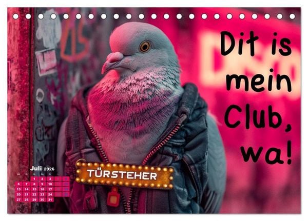 Produktbild: Freche Tauben - Lustiger Spr&uuml;chekalender mit Berliner Schnautze (Tischkalender 2026 DIN A5 quer), CALVENDO Monatskalender