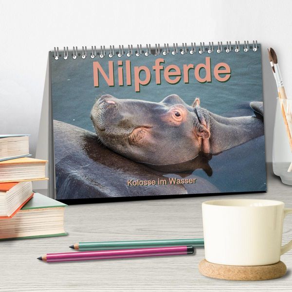 Produktbild: Nilpferde, Kolosse im Wasser (Tischkalender 2026 DIN A5 quer), CALVENDO Monatskalender