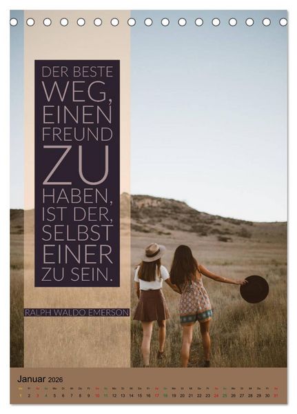 Produktbild: Freundschaft Weisheiten und Zitate (Tischkalender 2026 DIN A5 hoch), CALVENDO Monatskalender
