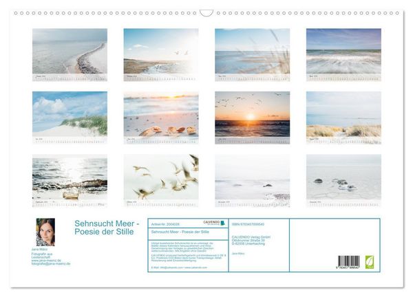Produktbild: Sehnsucht Meer - Poesie der Stille (Wandkalender 2026 DIN A2 quer), CALVENDO Monatskalender