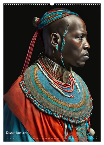 Produktbild: Inspiriert von den Massai, den stolzen Kriegern Afrikas (hochwertiger Premium Wandkalender 2026 DIN A2 hoch), Kunstdruck in Hochglanz