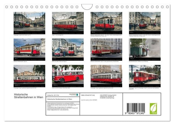 Produktbild: Historische Stra&szlig;enbahnen in Wien (Wandkalender 2026 DIN A4 quer), CALVENDO Monatskalender