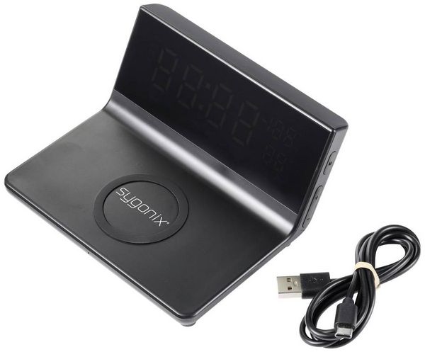 Produktbild: Sygonix Ladestation 15W Alarm Clock with Wireless Charger SY-5459860