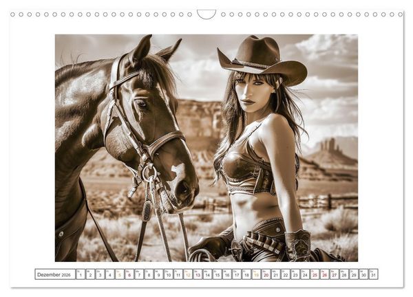 Produktbild: Sattel und Sinnlichkeit - Begegnungen mit den Verf&uuml;hrerischen Cowgirls (Wandkalender 2026 DIN A3 quer), CALVENDO Monatskalender