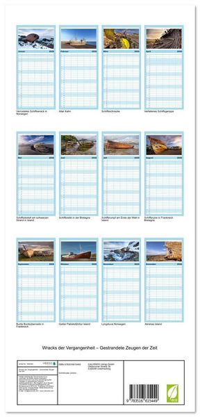Produktbild: Familienplaner 2026 - Wracks der Vergangenheit &ndash; Gestrandete Zeugen der Zeit mit 5 Spalten (Wandkalender, 21 x 45 cm) CALVENDO