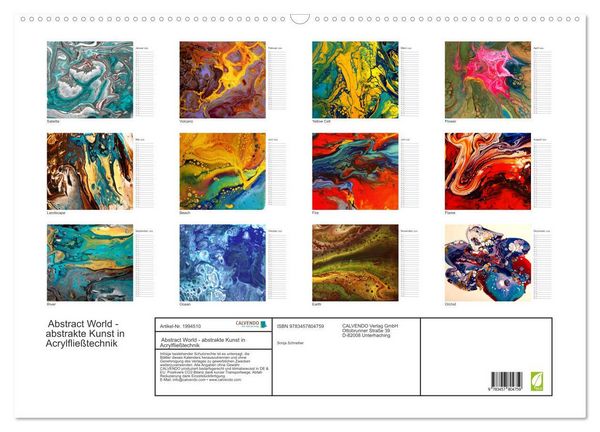 Produktbild: Abstract World - abstrakte Kunst in Acrylflie&szlig;technik (Wandkalender 2026 DIN A2 quer), CALVENDO Monatskalender