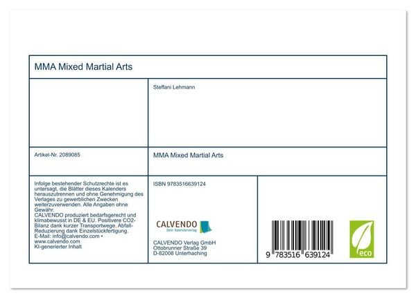 Produktbild: MMA Mixed Martial Arts (Tischkalender 2026 DIN A5 quer), CALVENDO Monatskalender