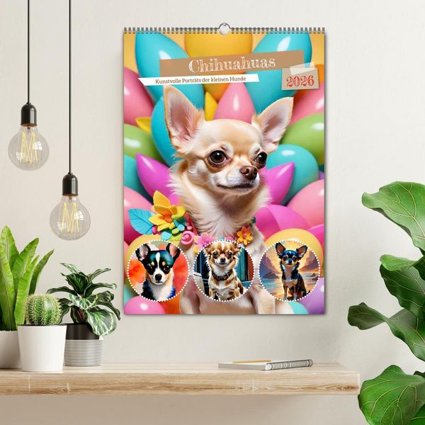 Produktbild: Chihuahuas. Kunstvolle Portr&auml;ts der kleinen Hunde (Wandkalender 2026 DIN A2 hoch), CALVENDO Monatskalender