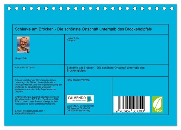 Produktbild: Schierke am Brocken - Die sch&ouml;nste Ortschaft unterhalb des Brockengipfels (Tischkalender 2026 DIN A5 quer), CALVENDO Monatskalender