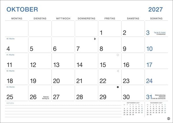 Produktbild: B&uuml;ro Monatsplaner 2027