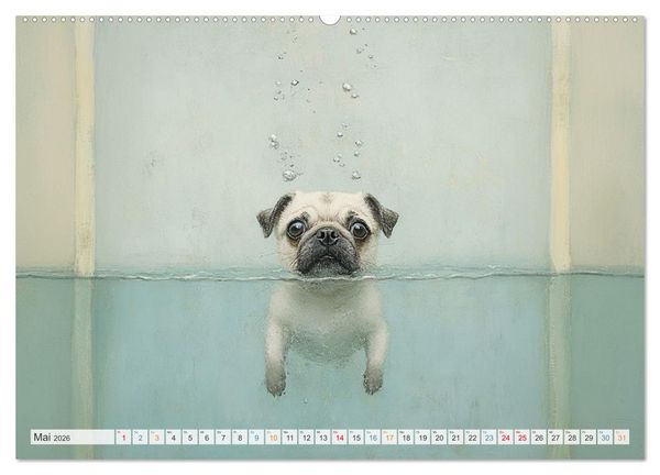 Produktbild: Wasserschlacht mit Flauschalarm (hochwertiger Premium Wandkalender 2026 DIN A2 quer), Kunstdruck in Hochglanz