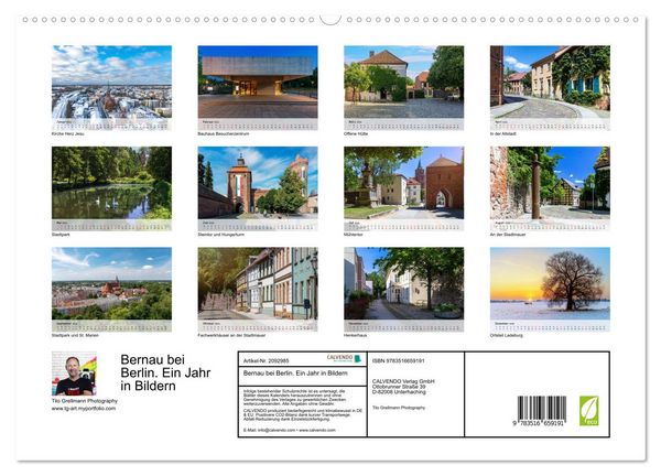 Produktbild: Bernau bei Berlin. Ein Jahr in Bildern (hochwertiger Premium Wandkalender 2026 DIN A2 quer), Kunstdruck in Hochglanz