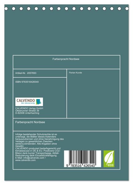 Produktbild: Farbenpracht Nordsee (Tischkalender 2026 DIN A5 hoch), CALVENDO Monatskalender