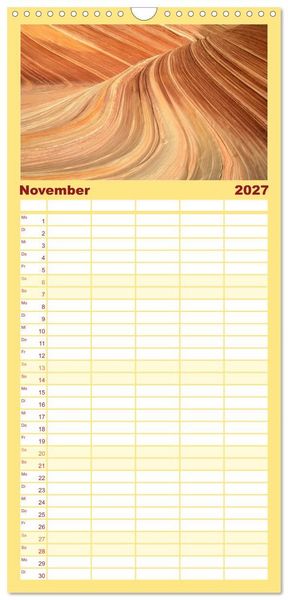 Produktbild: Familienplaner 2027 - Paria Canyon - The Wave Naturwunder mit 5 Spalten (Wandkalender, 21 x 45 cm) CALVENDO