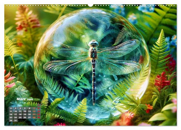 Produktbild: Libellen in einer Glaskugel (Wandkalender 2026 DIN A2 quer), CALVENDO Monatskalender