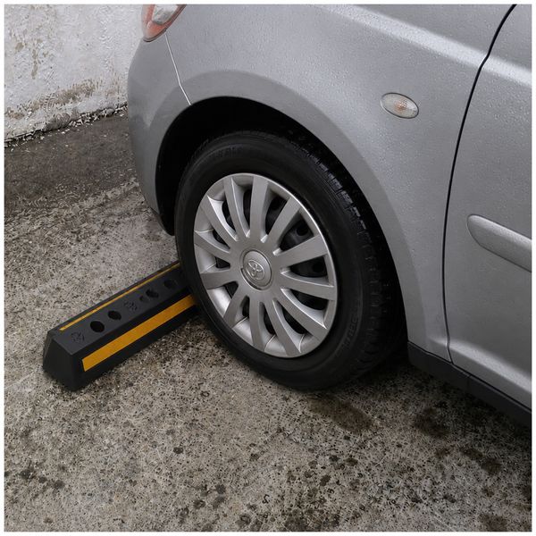 Produktbild: HTI-Living Radstopper 2er Set Parkplatzbegrenzung mit Reflektorstreifen Kunststoff