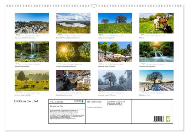 Produktbild: Blicke in die Eifel (Wandkalender 2026 DIN A2 quer), CALVENDO Monatskalender