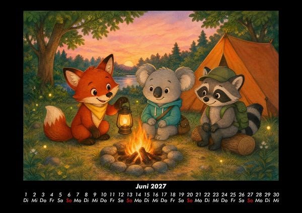 Produktbild: Camping-Abenteuer mit Finn, Kiki & Rocco 2027 Fotokalender DIN A3