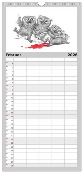 Produktbild: Familienplaner 2026 - TIERONISCH mit 5 Spalten (Wandkalender, 21 x 45 cm) CALVENDO