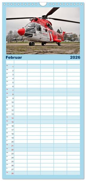 Produktbild: Familienplaner 2026 - Die beeindruckende Welt der Hubschrauber mit 5 Spalten (Wandkalender, 21 x 45 cm) CALVENDO
