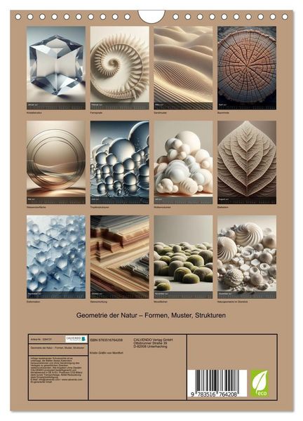 Produktbild: Geometrie der Natur &ndash; Formen, Muster, Strukturen (Wandkalender 2027 DIN A4 hoch), CALVENDO Monatskalender