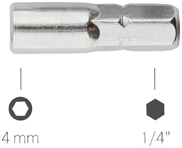 Bernstein Tools 4-566 Bit-Adapter 1/4 Zoll > 4mm Bits 25mm 1/4'