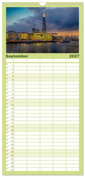 Produktbild: Familienplaner 2027 - Wundervolles London mit 5 Spalten (Wandkalender, 21 x 45 cm) CALVENDO