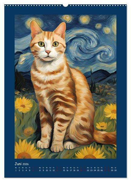 Produktbild: Katzen im Farbenspiel (hochwertiger Premium Wandkalender 2026 DIN A2 hoch), Kunstdruck in Hochglanz