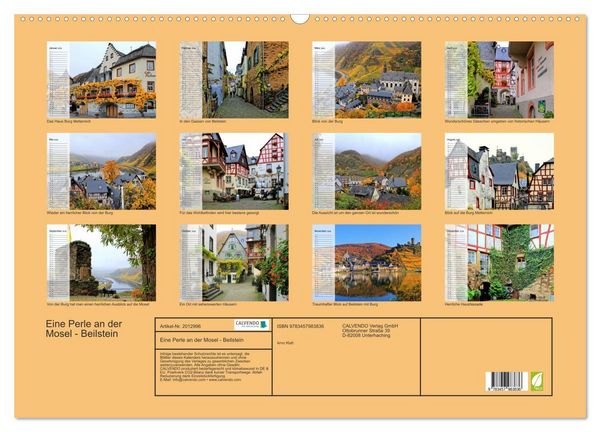 Produktbild: Eine Perle an der Mosel - Beilstein (Wandkalender 2026 DIN A2 quer), CALVENDO Monatskalender