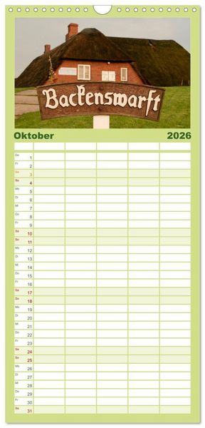 Produktbild: Familienplaner 2026 - Hallig Hooge - zwischen Himmel und Erde mit 5 Spalten (Wandkalender, 21 x 45 cm) CALVENDO