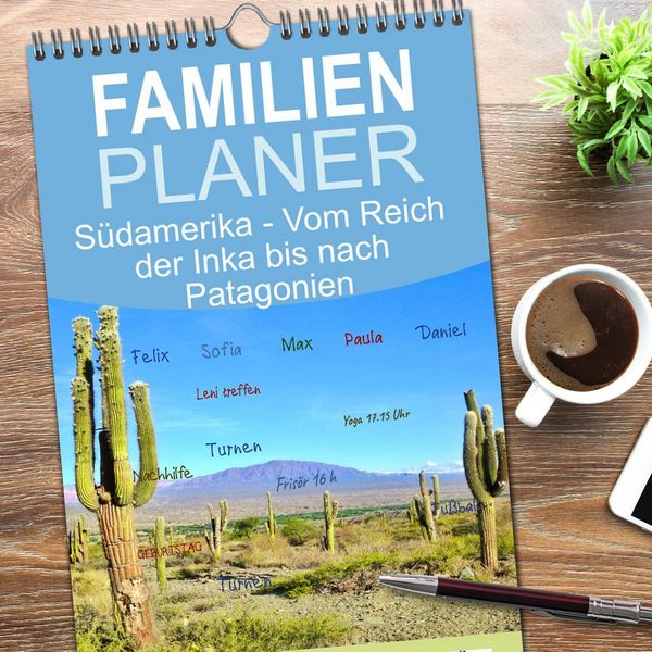 Produktbild: Familienplaner 2026 - S&uuml;damerika - Vom Reich der Inka bis nach Patagonien mit 5 Spalten (Wandkalender, 21 x 45 cm) CALVENDO