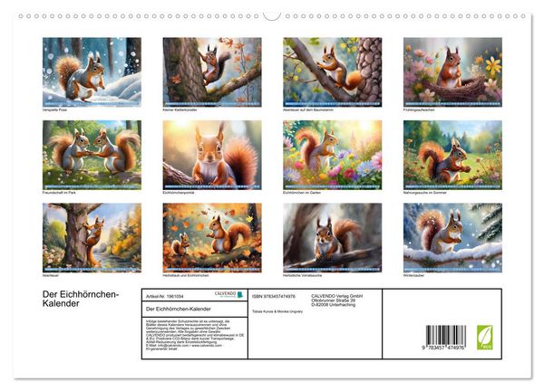 Produktbild: Der Eichh&ouml;rnchen-Kalender (hochwertiger Premium Wandkalender 2026 DIN A2 quer), Kunstdruck in Hochglanz