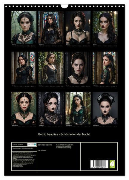 Produktbild: Gothic beauties - Sch&ouml;nheiten der Nacht (Wandkalender 2026 DIN A3 hoch), CALVENDO Monatskalender