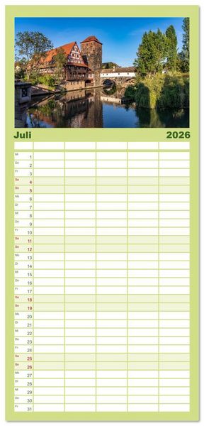 Produktbild: Familienplaner 2026 - Deutschlands sch&ouml;nste Altst&auml;dte - Bayern mit 5 Spalten (Wandkalender, 21 x 45 cm) CALVENDO