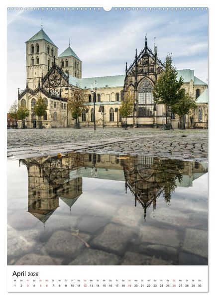 Produktbild: M&uuml;nster - Spiegelwelten einer Stadt (hochwertiger Premium Wandkalender 2026 DIN A2 hoch), Kunstdruck in Hochglanz