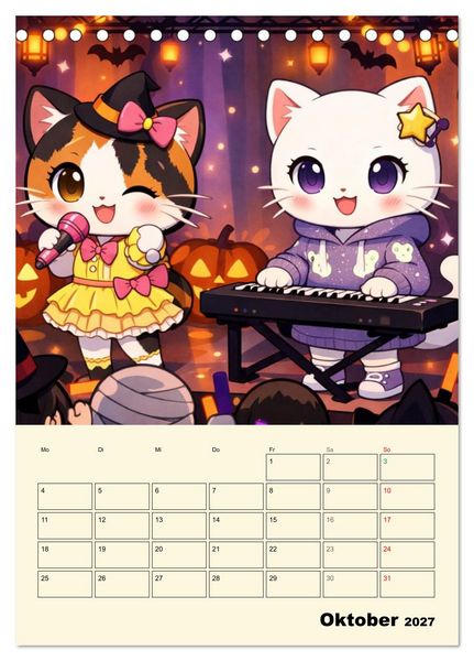 Produktbild: Mia und die Miezband (Tischkalender 2027 DIN A5 hoch), CALVENDO Monatskalender