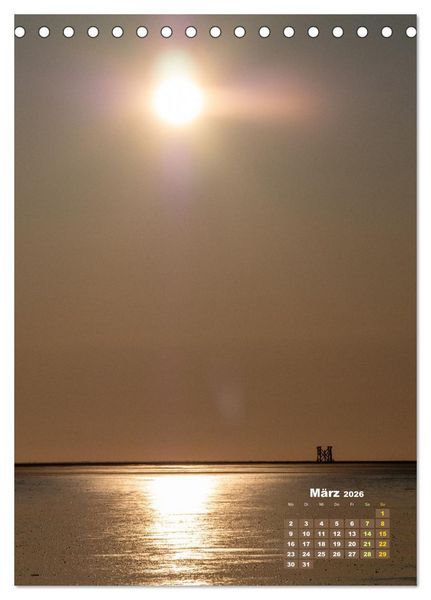 Produktbild: Westerhever - Wattwanderung in den Sonnenuntergang (Tischkalender 2026 DIN A5 hoch), CALVENDO Monatskalender