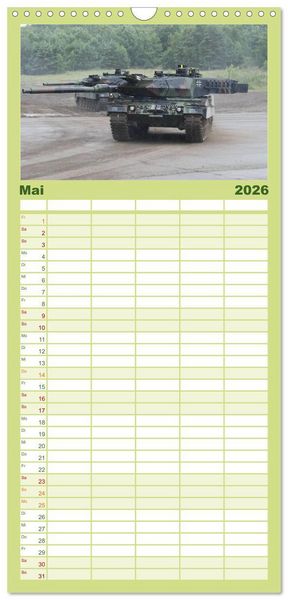 Produktbild: Familienplaner 2026 - Panzerstahl auf der Heide &ndash; Das Heer legt wieder los mit 5 Spalten (Wandkalender, 21 x 45 cm) CALVENDO