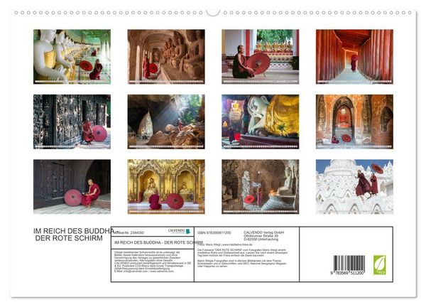 Produktbild: IM REICH DES BUDDHA - DER ROTE SCHIRM (hochwertiger Premium Wandkalender 2027 DIN A2 quer), Kunstdruck in Hochglanz