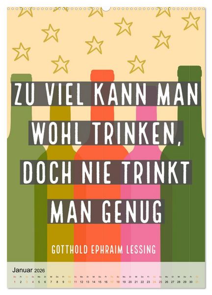 Produktbild: Dichter als Goethe - Der literarische Alkohol-Kalender (Wandkalender 2026 DIN A2 hoch), CALVENDO Monatskalender