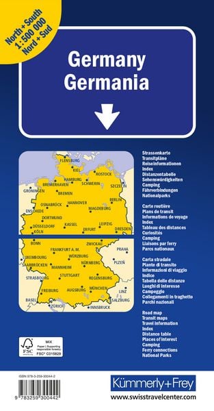 Produktbild: K&uuml;mmerly+Frey Strassenkarte Deutschland Nord+S&uuml;d 1:500.000