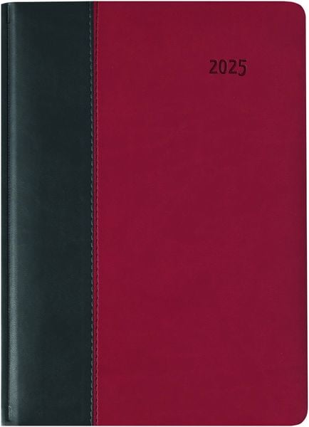 Buchkalender Premium Fire schwarz-rot 2025 - Büro-Kalender A5 - Cheftimer - 1 Tag 1 Seite - 416 Seiten - Tucson-Einband 