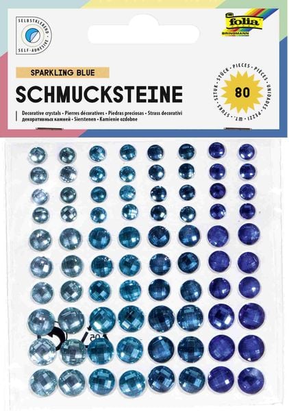 Produktbild: Folia  Schmucksteine SPARKLING BLUE, selbstklebend, 80 St&uuml;ck