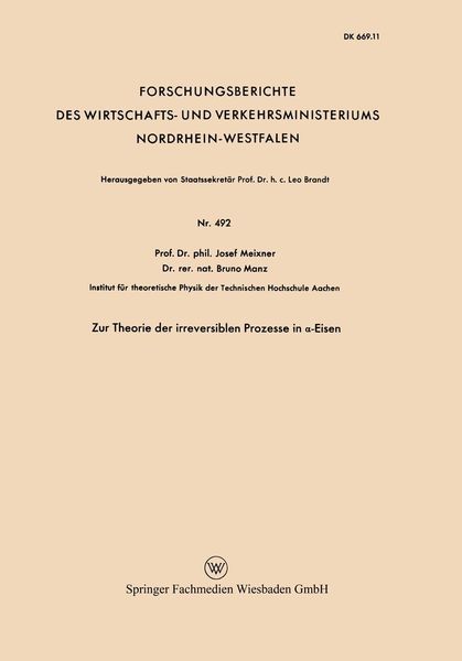 Produktbild: Zur Theorie der irreversiblen Prozesse in a-Eisen