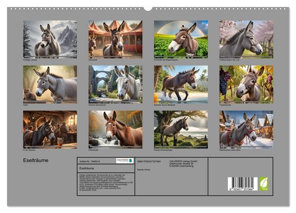 Produktbild: Eseltr&auml;ume (hochwertiger Premium Wandkalender 2026 DIN A2 quer), Kunstdruck in Hochglanz