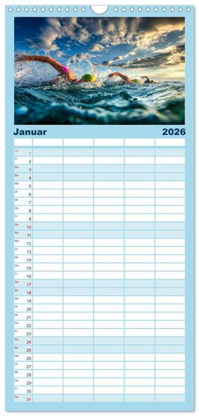 Produktbild: Familienplaner 2026 - Triathlon - Grenzen verschieben mit 5 Spalten (Wandkalender, 21 x 45 cm) CALVENDO