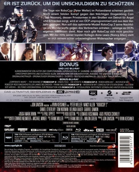 Produktbild: RoboCop 2 - Limitiertes 3-Disc-Steelbook (4K Ultra HD + Blu-ray + Bonus-Blu-ray)