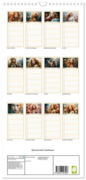 Produktbild: Familienplaner 2026 - M&auml;rchenhafte Fabelfrauen mit 5 Spalten (Wandkalender, 21 x 45 cm) CALVENDO
