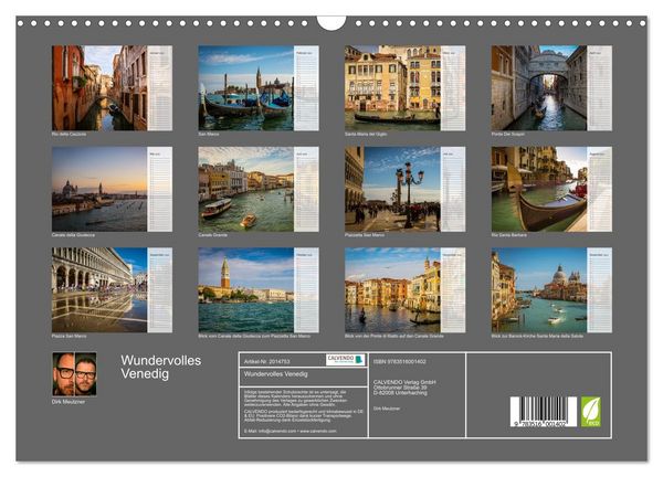Produktbild: Wundervolles Venedig (Wandkalender 2026 DIN A3 quer), CALVENDO Monatskalender